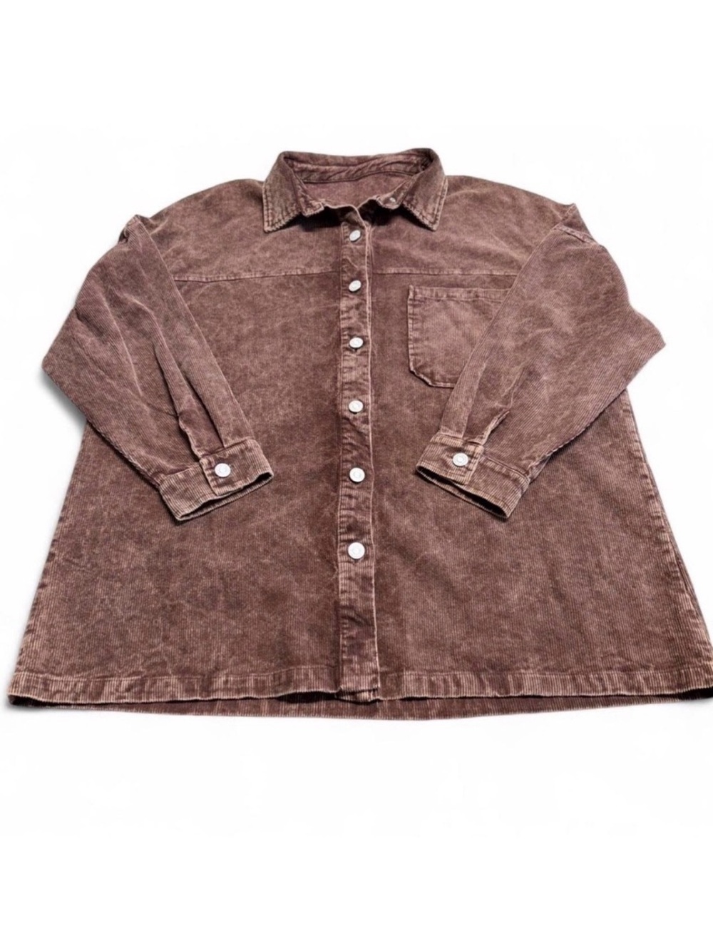 Oversized Brown Corduroy Shirt Jacket Shacket Women’s 2XL Fall Utility Outdoor